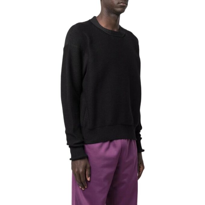Wave Crew Neck Jumper “Black”