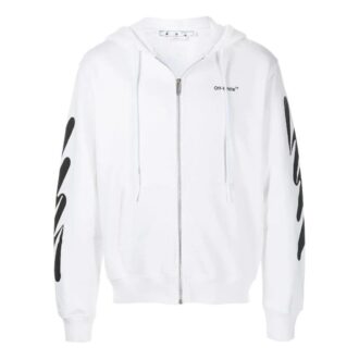 Wave Diag Print Zip-Up Hoodie