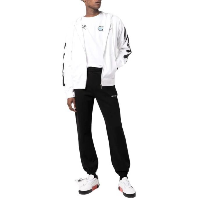 Wave Diag Print Zip-Up Hoodie
