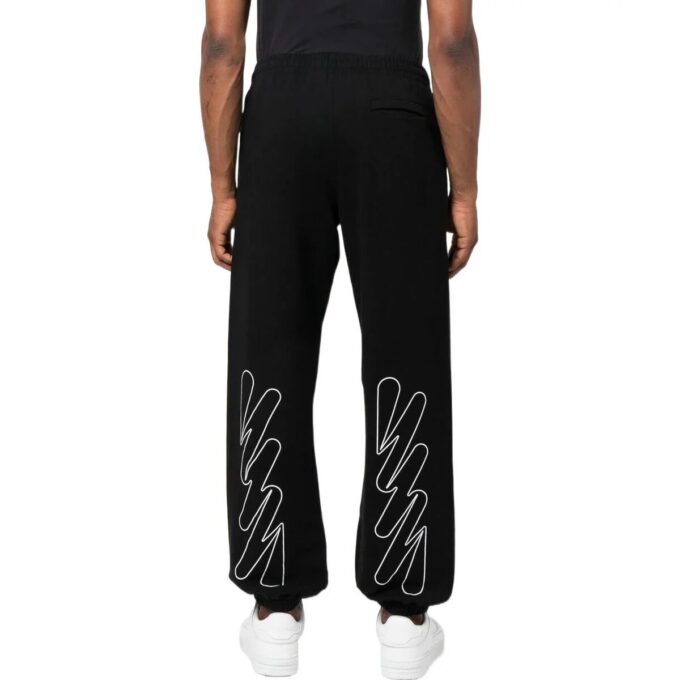 Wave Diagonal Slim Sweat Pant “Black”
