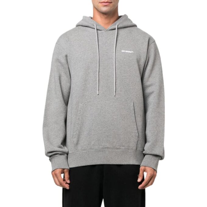 Wave Outline Diagonal Slim Hoodie “Grey Marl”