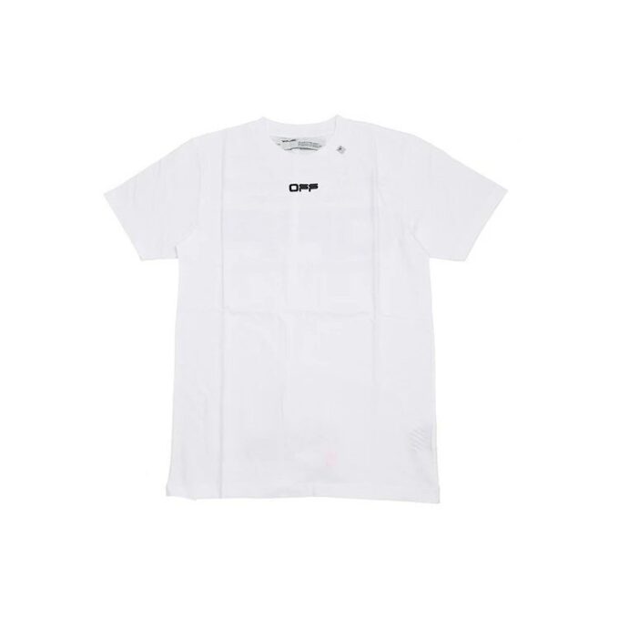 Wavy Line Logo Basic Alphabet Slogan Short Sleeve Ordinary Version White