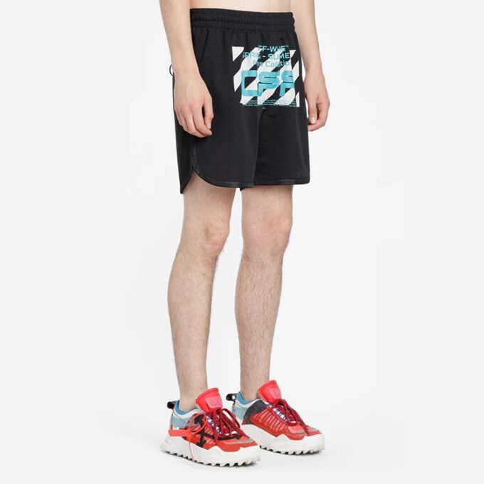 Wavy Line Mesh Shorts Black/Multicolor
