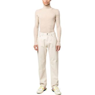 zip-up Straight Leg Trousers “Beige”