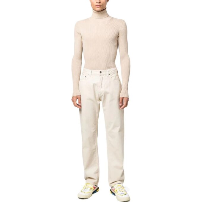 zip-up Straight Leg Trousers “Beige”