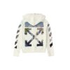 Zipped Up Printed Hooded sweater Men White