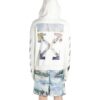 Zipped Up Printed Hooded sweater Men White